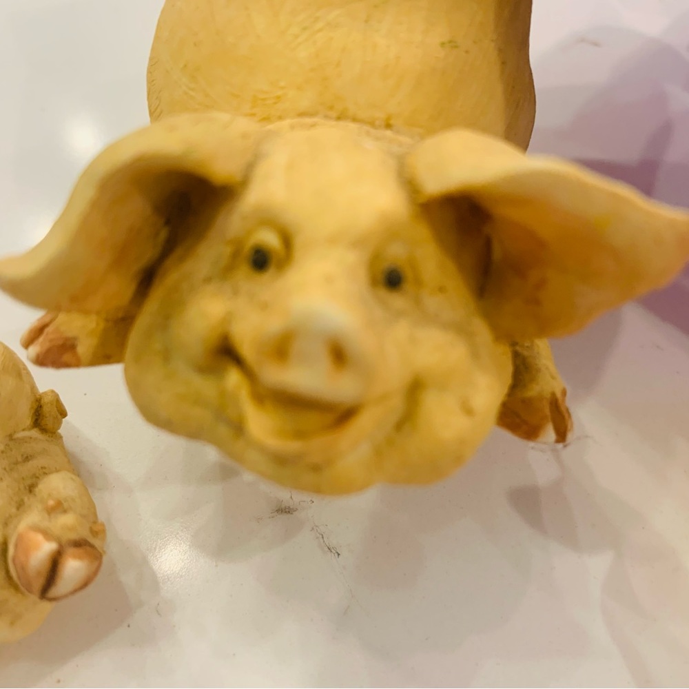 Vintage Set Of Three Little Pigs Ceramic 2001 By  Home Interiors No Flaws 3x2 in - Picture 12 of 12
